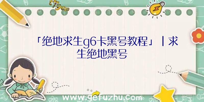 「绝地求生g6卡黑号教程」|求生绝地黑号